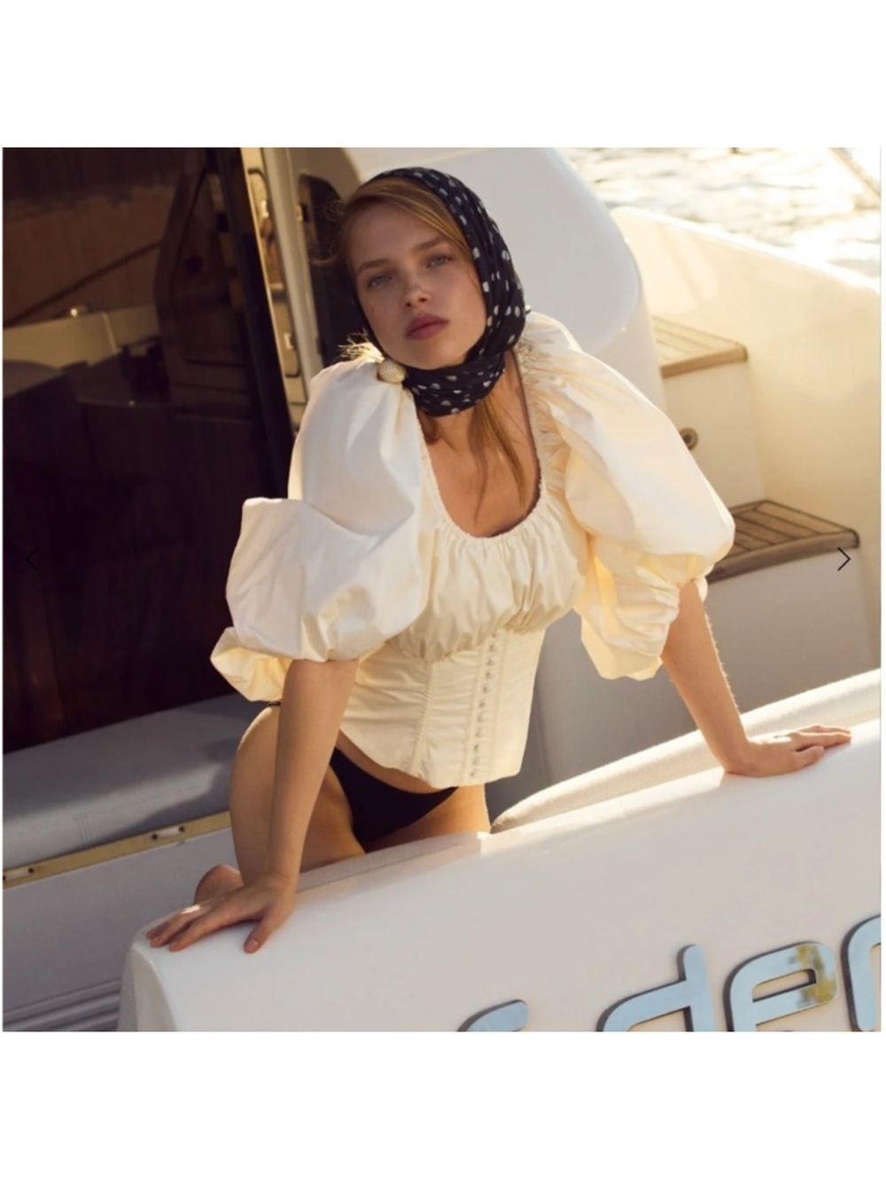 For Love & Lemons Cream Off-Shoulder Top